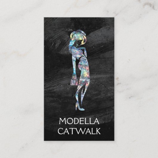 Mode model glittersprankeling visitekaartje (Voorkant)
