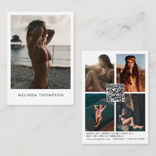 Mode Modeling Comp Kaart 5 Foto QR-code Visitekaartje (Voorkant / Achterkant)