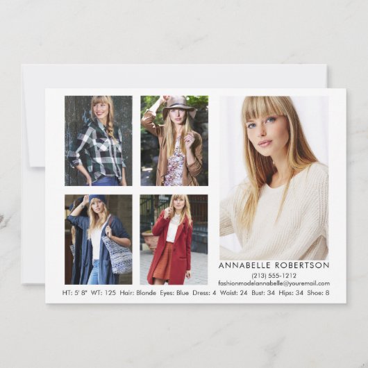 Mode Modellering 6 Foto's Modern Model Comp Kaart (Achterkant)