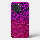 Mode Moderne roze Paarse glitter Leopard Case-Mate iPhone Case (Achterkant)