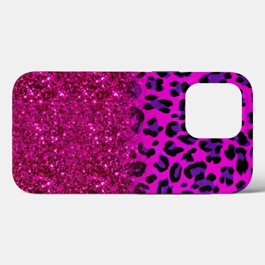 Mode Moderne roze Paarse glitter Leopard Case-Mate iPhone Case (Achterkant (horizontaal))