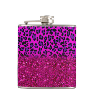 Mode Moderne roze Paarse glitter Leopard Heupfles