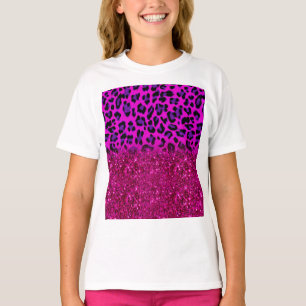 Mode Moderne roze Paarse glitter Leopard T-shirt