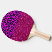 Mode Moderne roze Paarse glitter Leopard Tafeltennisbatje (Zijkant)