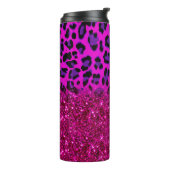 Mode Moderne roze Paarse glitter Leopard Thermosbeker (Gedraaid links)