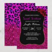 Mode Moderne roze Paarse glitterluipaard. Kaart (Voorkant / Achterkant)