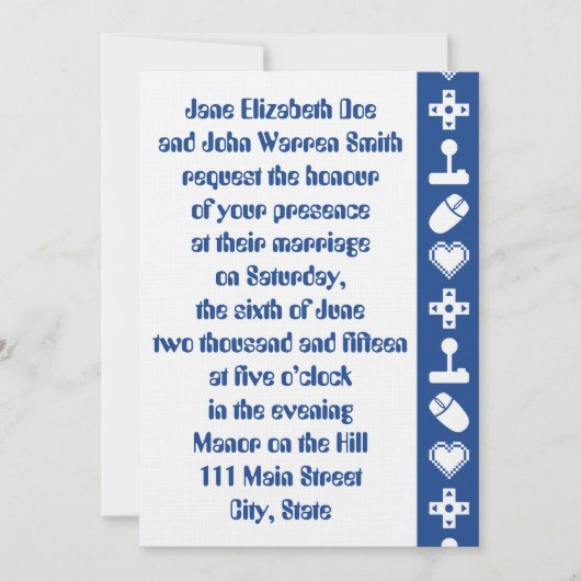 Mode multijoueur en Faire-part de mariage bleu (Devant)