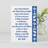 Mode multijoueur en Faire-part de mariage bleu (Debout devant)