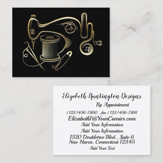 Mode, naaien, Seamstress Visitekaartje versie (Voorkant / Achterkant)