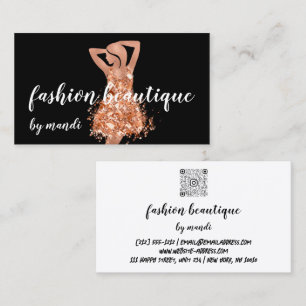 Mode Online Winkelen Logo Koper Roos Dress QRCode Visitekaartje