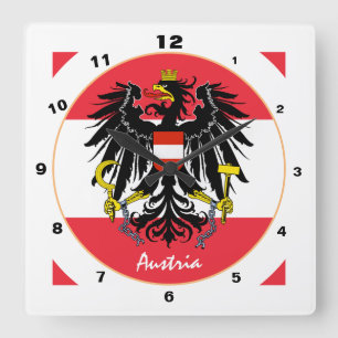 Mode/ontwerp Oostenrijkse vlag, Eagle en Oostenrij Vierkante Klok
