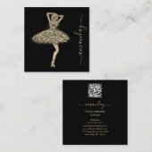 Mode Ontwerper Winkeldrukker QR Code Logo GoldBlac Vierkante Visitekaartje (Voorkant / Achterkant)