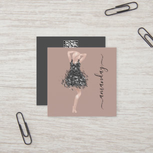Mode Ontwerper Winkelen Dress QR Code Roos Vierkante Visitekaartje
