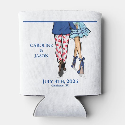 Mode paar rode kreeft Douche bruiloft gunsten Blikjeskoeler (Achterkant)