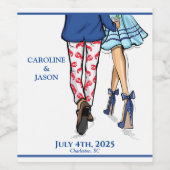 Mode paar rode kreeft Douche bruiloft gunsten Wijn Etiket (Enkel label)