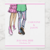 Mode paar rode kreeft Douche bruiloft gunsten Wijn Etiket (Enkel label)