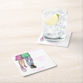 Mode paar rode kreeft Douche bruiloft Vierkante Kartonnen Onderzetter (Insitu)