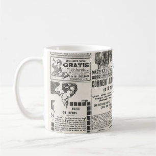 mode Parijs 1919: Antiek krantenpagina Koffiemok