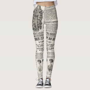 mode Parijs 1919: Antiek krantenpagina Leggings