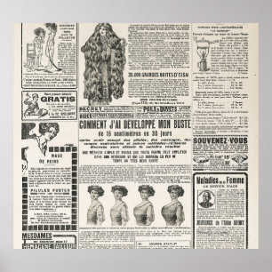 mode Parijs 1919: Antiek krantenpagina Poster