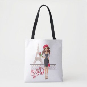Mode Paris Girl Hand Painted Draagtas