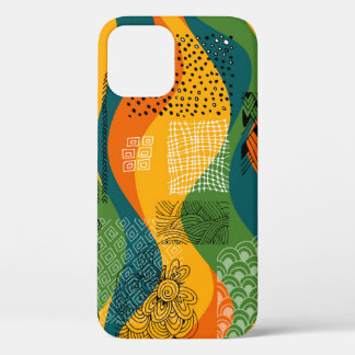 Mode Patchwork: Golvende Abstracte kunst iPhone 12 Hoesje
