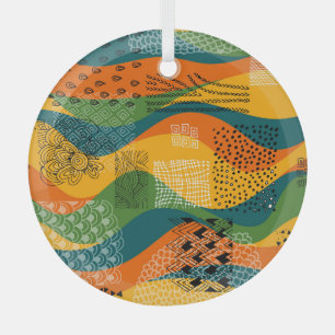 Mode Patchwork: Golvende Abstracte kunst Glas Ornament