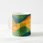 Mode Patchwork: Golvende Abstracte kunst Koffiemok (Voorkant links)