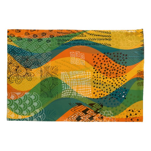 Mode Patchwork: Golvende Abstracte kunst Kussensloop (Achterkant)