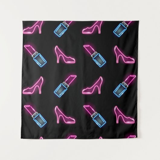 Mode Patroon met Neon Iconen. Wandkleed (Voorkant)