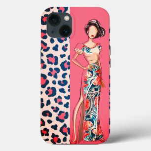 Mode Pink Léopard iPhone 13 Hoesje