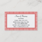 Mode Plaid Pattern met Cayenne Roze Bow Visitekaartje (Achterkant)
