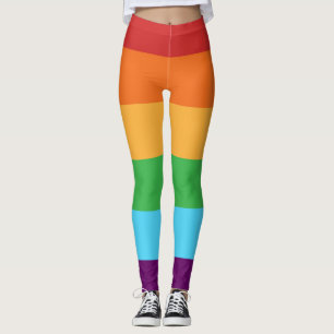 Mode regenboogkleurblokkeerstrips leggings
