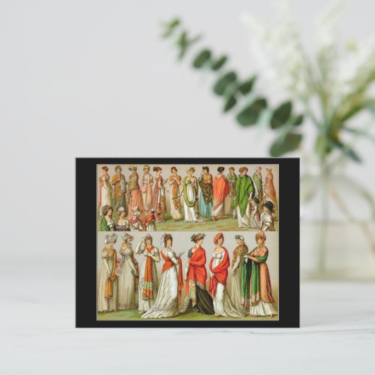 Mode, Regency Shawls, 1888 Briefkaart (Staand voorkant)