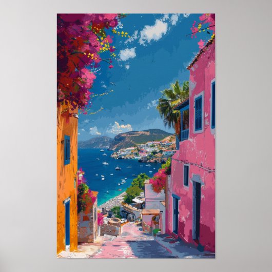 Mode Reisillustratie Collage van Bodrum Post Poster (Voorkant)