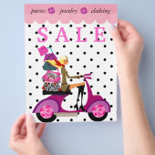 Mode Retro Scooter Woman Purse Handbag Stippen Flyer (Hand)