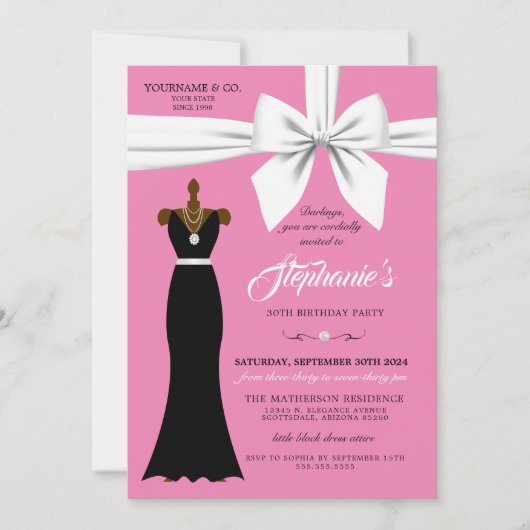 Mode rose élégant Tiffany Invitation anniversaire (Devant)