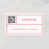 Mode rouge chic / Carte de visite de beauté QR Cod (Dos)