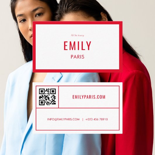 Mode rouge chic / Carte de visite de beauté QR Cod