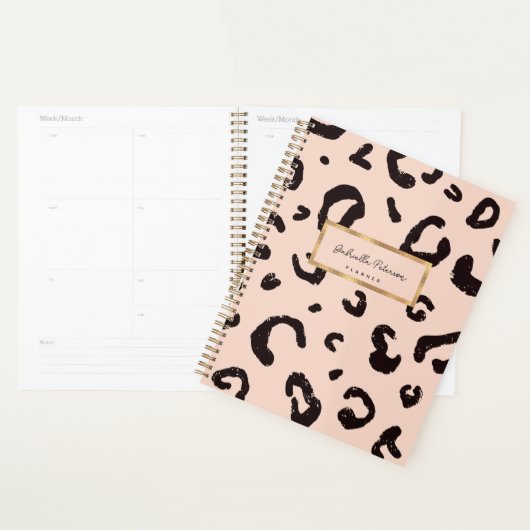 Mode Roze Luipaard Patroon & Script Naam Planner (Display)