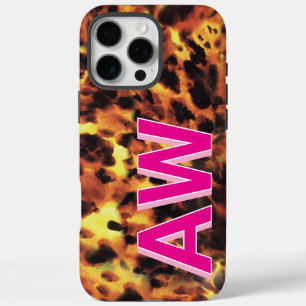 Mode Roze Monogrammed Tortoiseshell iPhone 16 Pro Max Hoesje