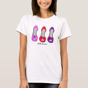 Mode Roze Paarse Stiletto Hakken Rode Schoenenlief T-shirt