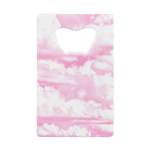 Mode roze wolken achtergrond kredietkaart flessenopener