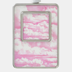 Mode roze wolken achtergrond verzilverd kader ornament