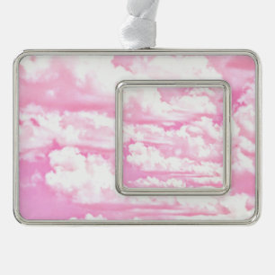 Mode roze wolken achtergrond verzilverd kader ornament