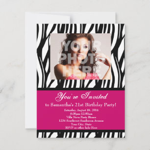 Mode Roze Zebra Custom Party Uitnodigingen