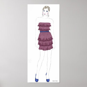 Mode schetsen - Ruffle Dress Poster