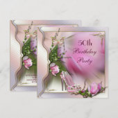 Mode schoelt Magnolia Butterfly 50th Birthday Kaart (Voorkant / Achterkant)