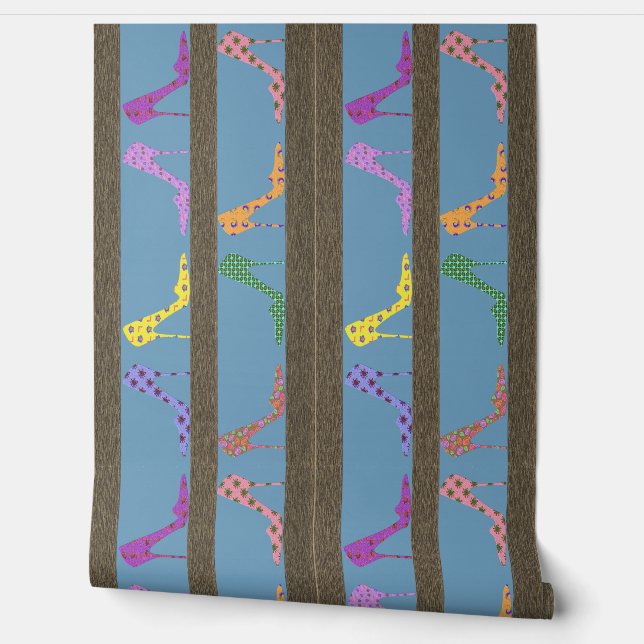 Mode Schoenplanken Behang Rand MVMS Blauw (Afrollen)