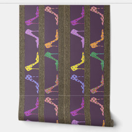 Mode Schoenplanken Wallpaper Rand LW Paarse Behang